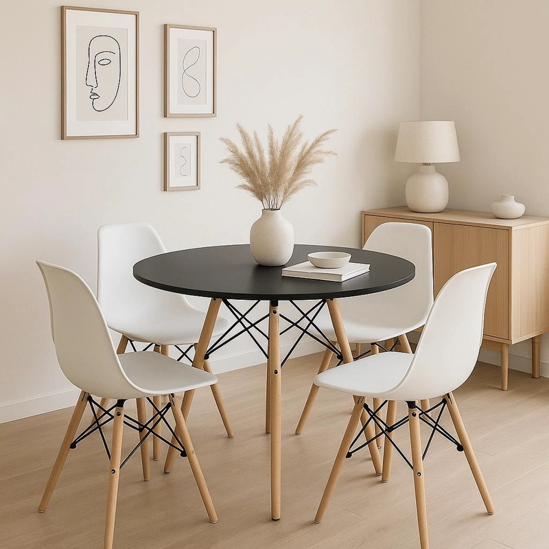 MESA COMEDOR KLIK MUEBLES EAMES 100CM REDONDA NEGRO - 3