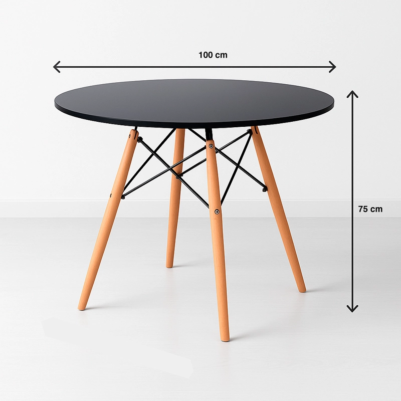 MESA COMEDOR KLIK MUEBLES EAMES 100CM REDONDA NEGRO - 8