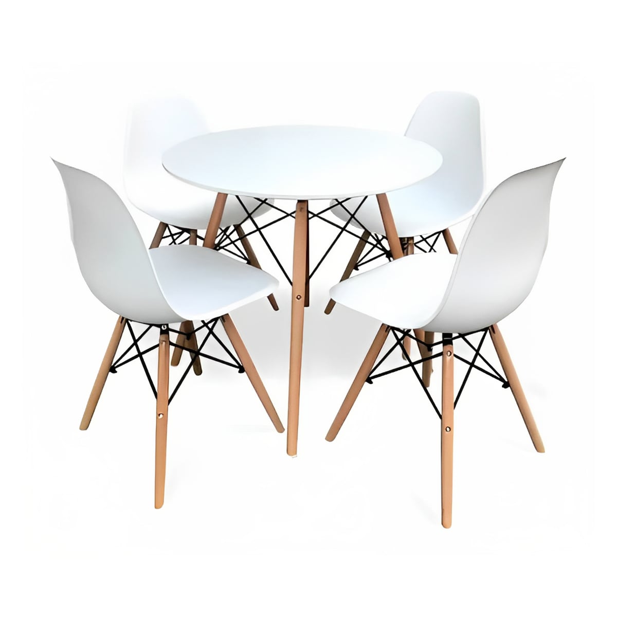COMEDOR MESA EAMES REDONDA BLANCA 80CM + 4 SILLAS EAMES BLANCAS - 1