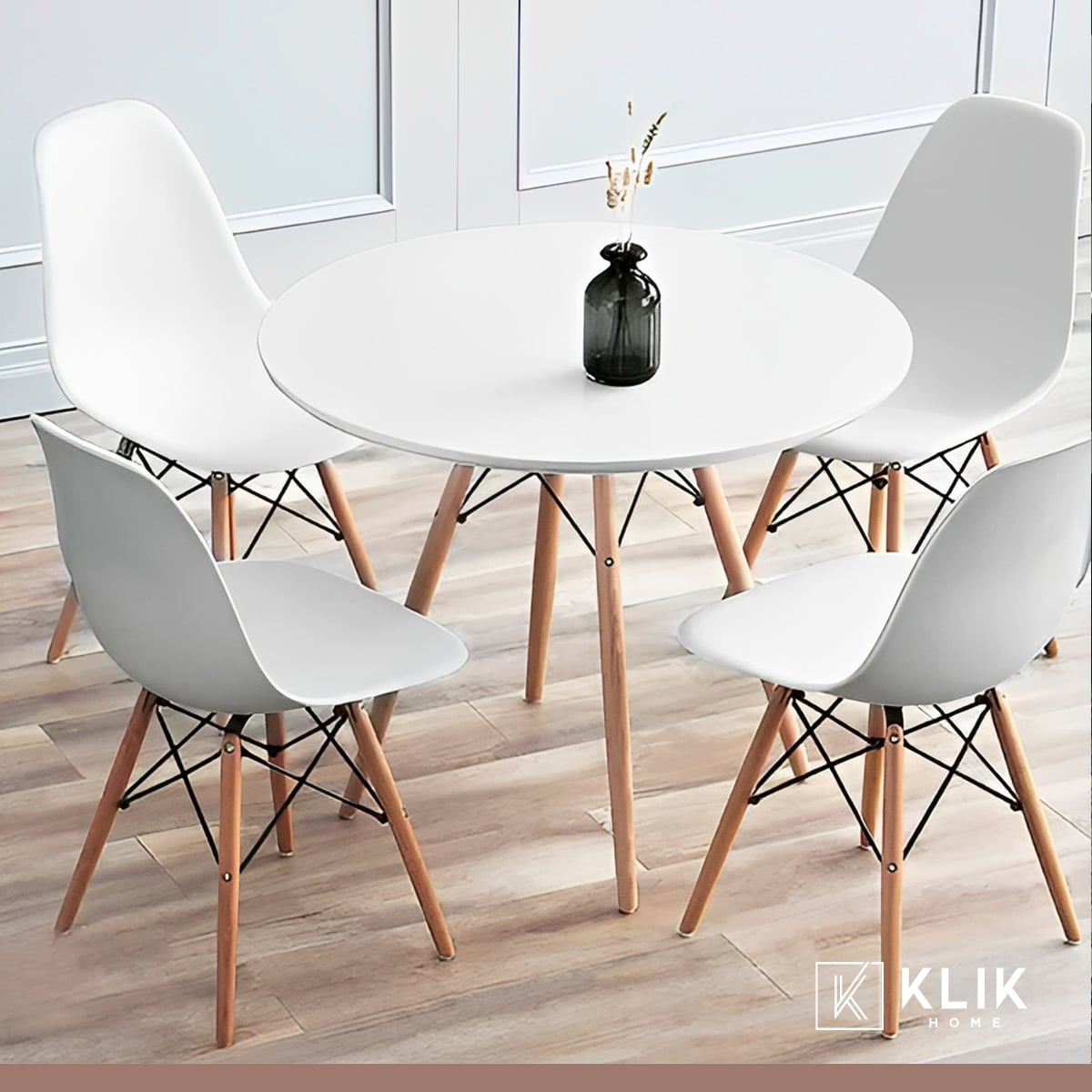 COMEDOR MESA EAMES REDONDA BLANCA 80CM + 4 SILLAS EAMES BLANCAS - 2