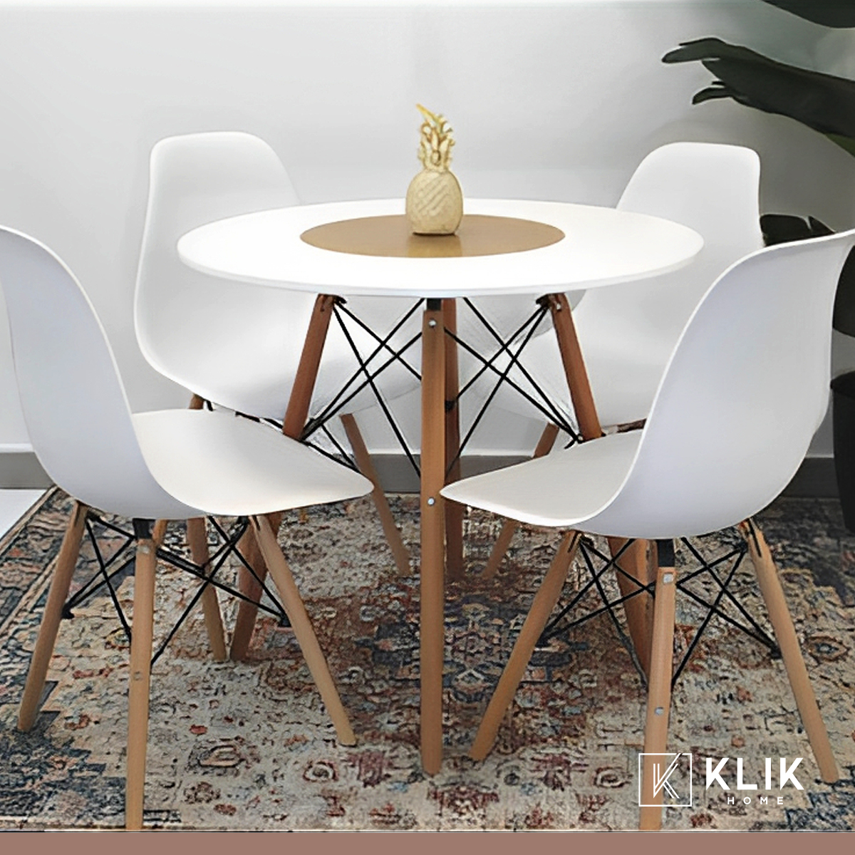 COMEDOR MESA EAMES REDONDA BLANCA 80CM + 4 SILLAS EAMES BLANCAS - 8
