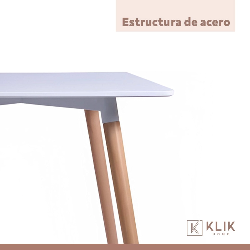 COMEDOR MESA CUADRADA BLANCA + 4 SILLAS TULIP ACOLCHADAS BLANCAS - 7
