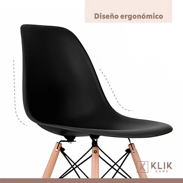 COMEDOR MESA RECTANGULAR NEGRA + 6 SILLAS EAMES NEGRAS - 7