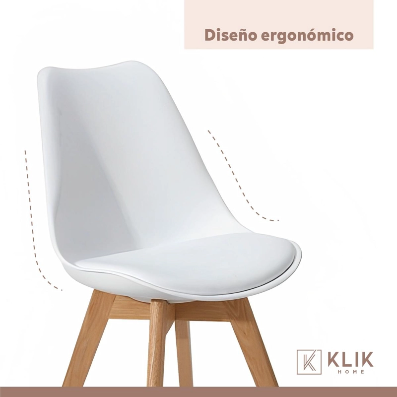 COMEDOR MESA RECTANGULAR NEGRA 120X80 + 4 SILLAS TULIP BLANCAS - 7