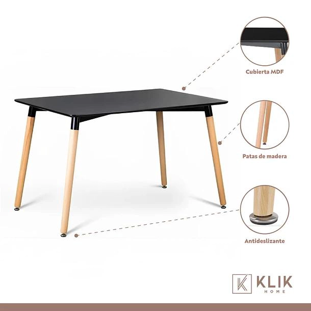 COMEDOR MESA RECTANGULAR NEGRA + 6 SILLAS EAMES BLANCAS - 3