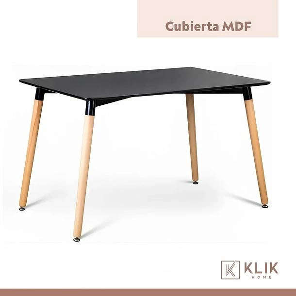 COMEDOR MESA RECTANGULAR NEGRA + 6 SILLAS EAMES BLANCAS - 7