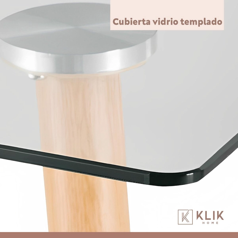 COMEDOR MESA DE VIDRIO RECTANGULAR 120X80 + 6 SILLAS TULIP NEGRAS - 7