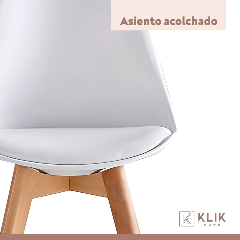 COMEDOR MESA EAMES VIDRIO 100 CM + 4 SILLAS TULIP BLANCAS - 8