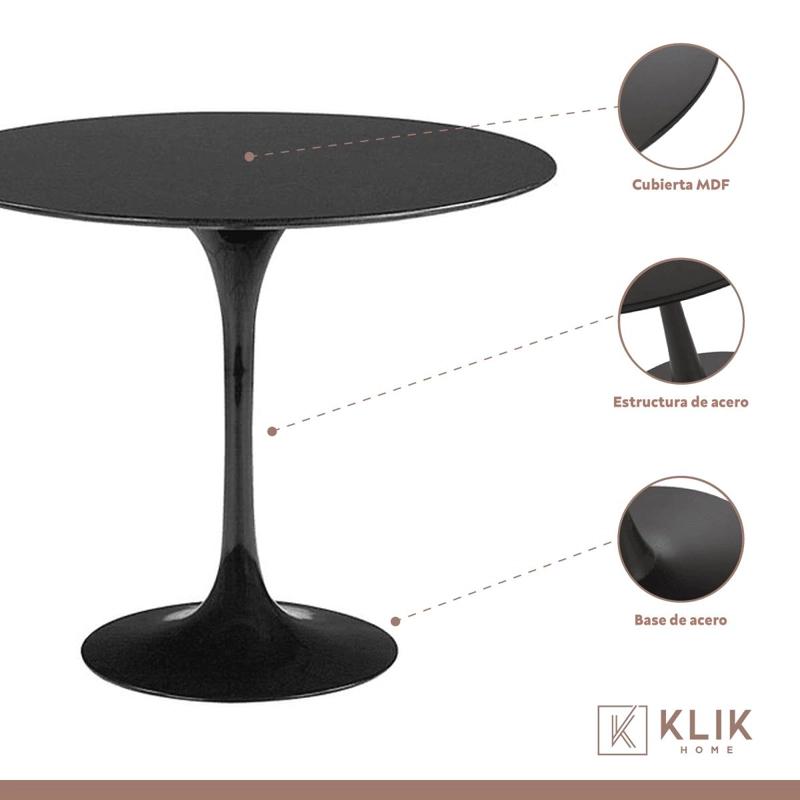COMEDOR MESA TULIP NEGRA - 4 SILLAS EAMES NEGRAS - 3