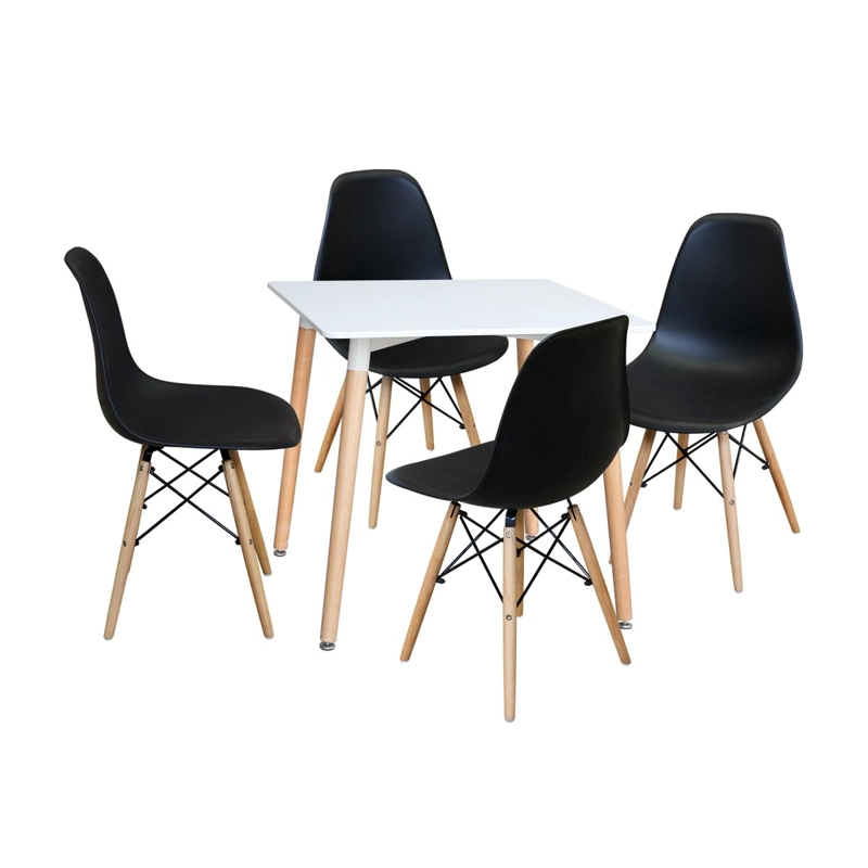 COMEDOR MESA EAMES CUADRADA BLANCA + 4 SILLAS EAMES NEGRAS - 1