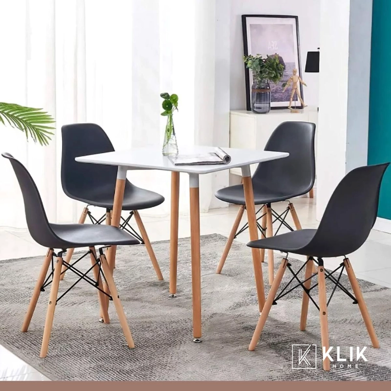 COMEDOR MESA EAMES CUADRADA BLANCA + 4 SILLAS EAMES NEGRAS - 2