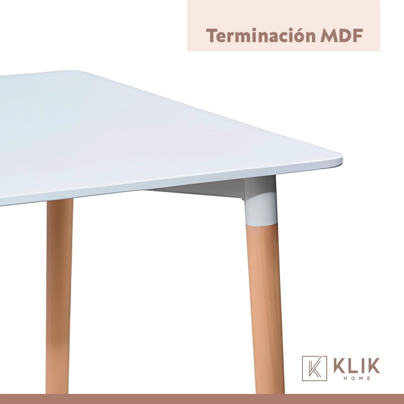 COMEDOR MESA EAMES CUADRADA BLANCA + 4 SILLAS EAMES NEGRAS - 7