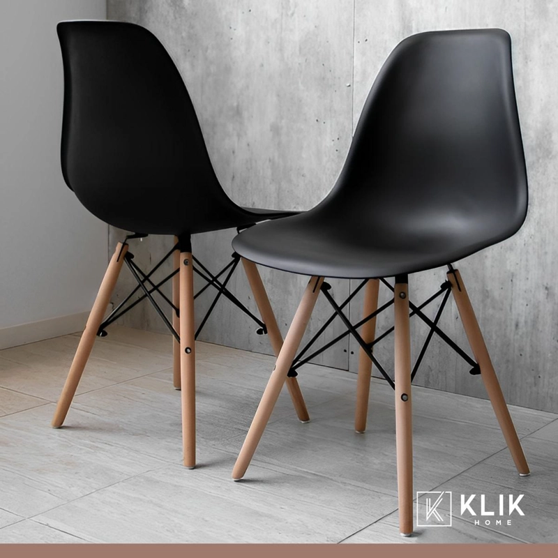 COMEDOR MESA EAMES CUADRADA BLANCA + 4 SILLAS EAMES NEGRAS - 8