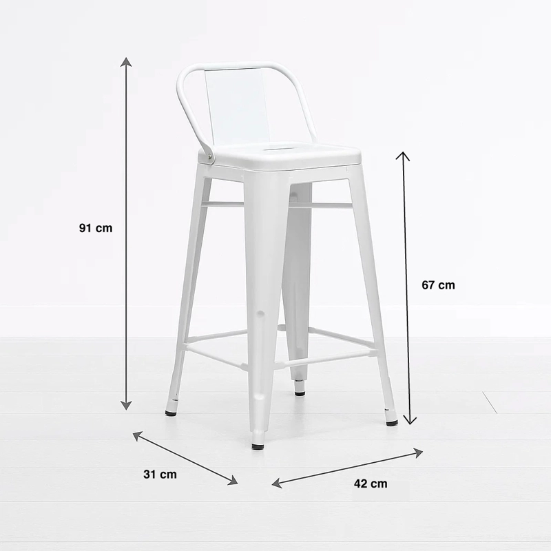 TABURETE KLIK MUEBLES TOLIX 1 CUERPO BLANCO CON RESPALDO - 7