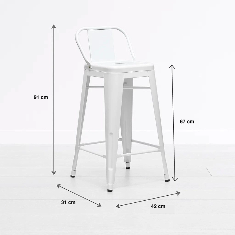 TABURETE KLIK MUEBLES TOLIX 1 CUERPO BLANCO CON RESPALDO - 8