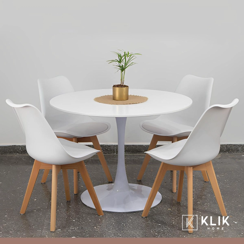 COMEDOR MESA TULIP BLANCA + 4 SILLAS TULIP BLANCAS - 8
