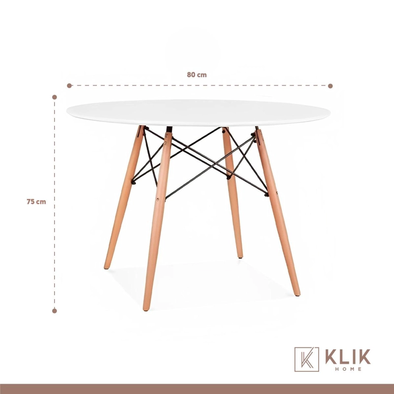 COMEDOR MESA EAMES REDONDA BLANCA 80CM + 4 SILLAS EAMES NEGRAS - 5