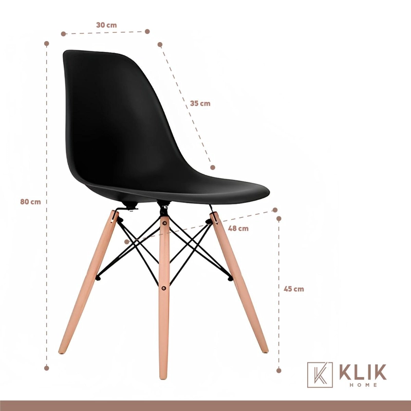 COMEDOR MESA EAMES REDONDA BLANCA 80CM + 4 SILLAS EAMES NEGRAS - 6