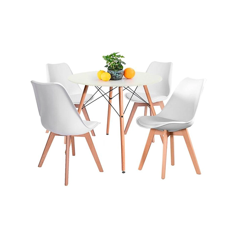 COMEDOR MESA EAMES BLANCA REDONDA 80CM + 4 SILLAS TULIP BLANCAS - 1