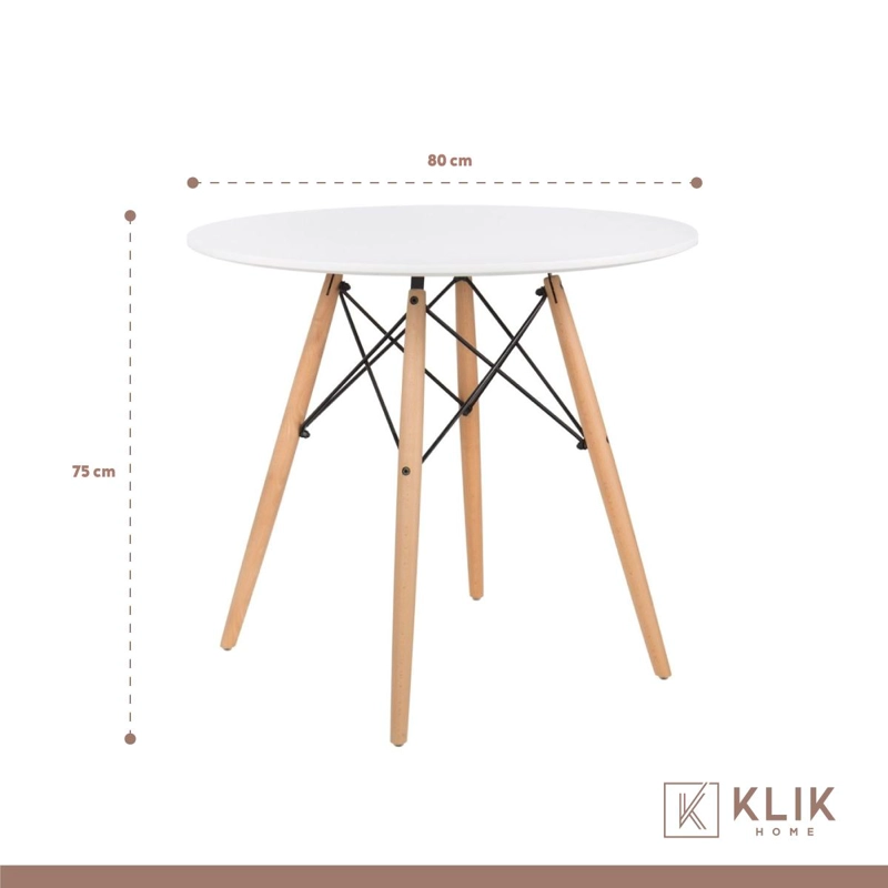 COMEDOR MESA EAMES BLANCA REDONDA 80CM + 4 SILLAS TULIP BLANCAS - 5