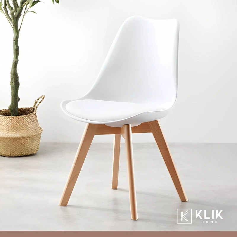 COMEDOR MESA EAMES BLANCA REDONDA 80CM + 4 SILLAS TULIP BLANCAS - 8