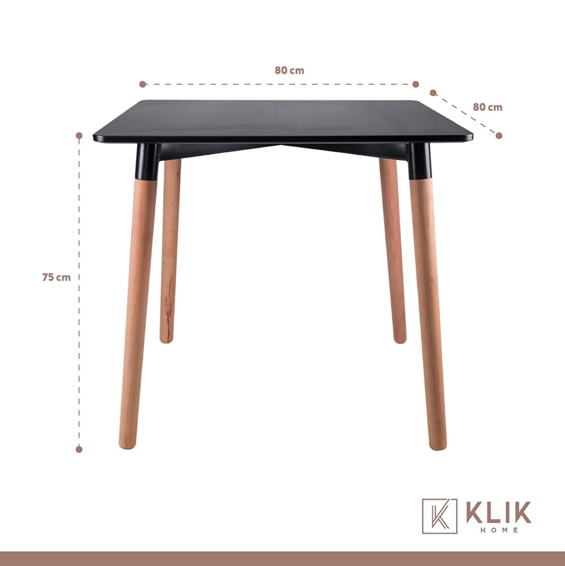 COMEDOR MESA EAMES CUADRADA NEGRA + 4 SILLAS EAMES NEGRAS - 5