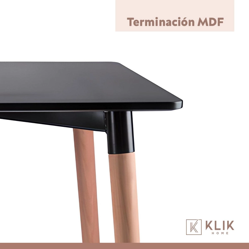 COMEDOR MESA EAMES CUADRADA NEGRA + 4 SILLAS EAMES NEGRAS - 7