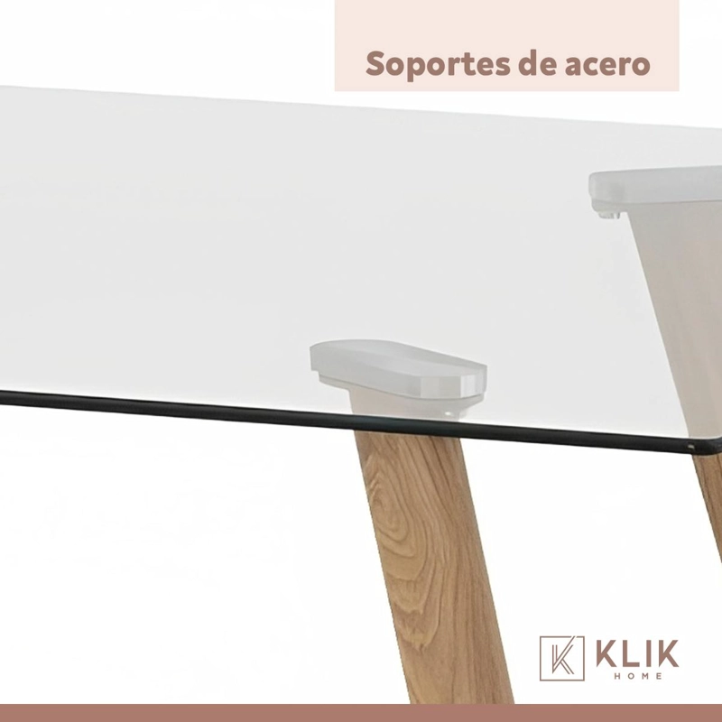COMEDOR MESA DE VIDRIO NORDICA 140X90 CM + 4 SILLAS TULIP NEGRAS - 7