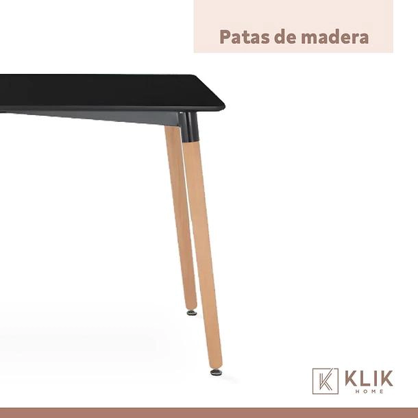 COMEDOR MESA RECTANGULAR NEGRA + 6 SILLAS TULIP NEGRAS - 7