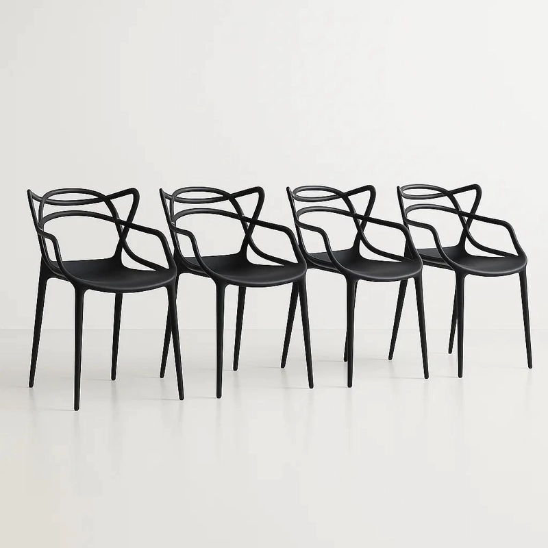 SILLAS TERRAZA O COMEDOR KLIK MUEBLES MASTER 1 CUERPO NEGRAS PACK 4 - 1