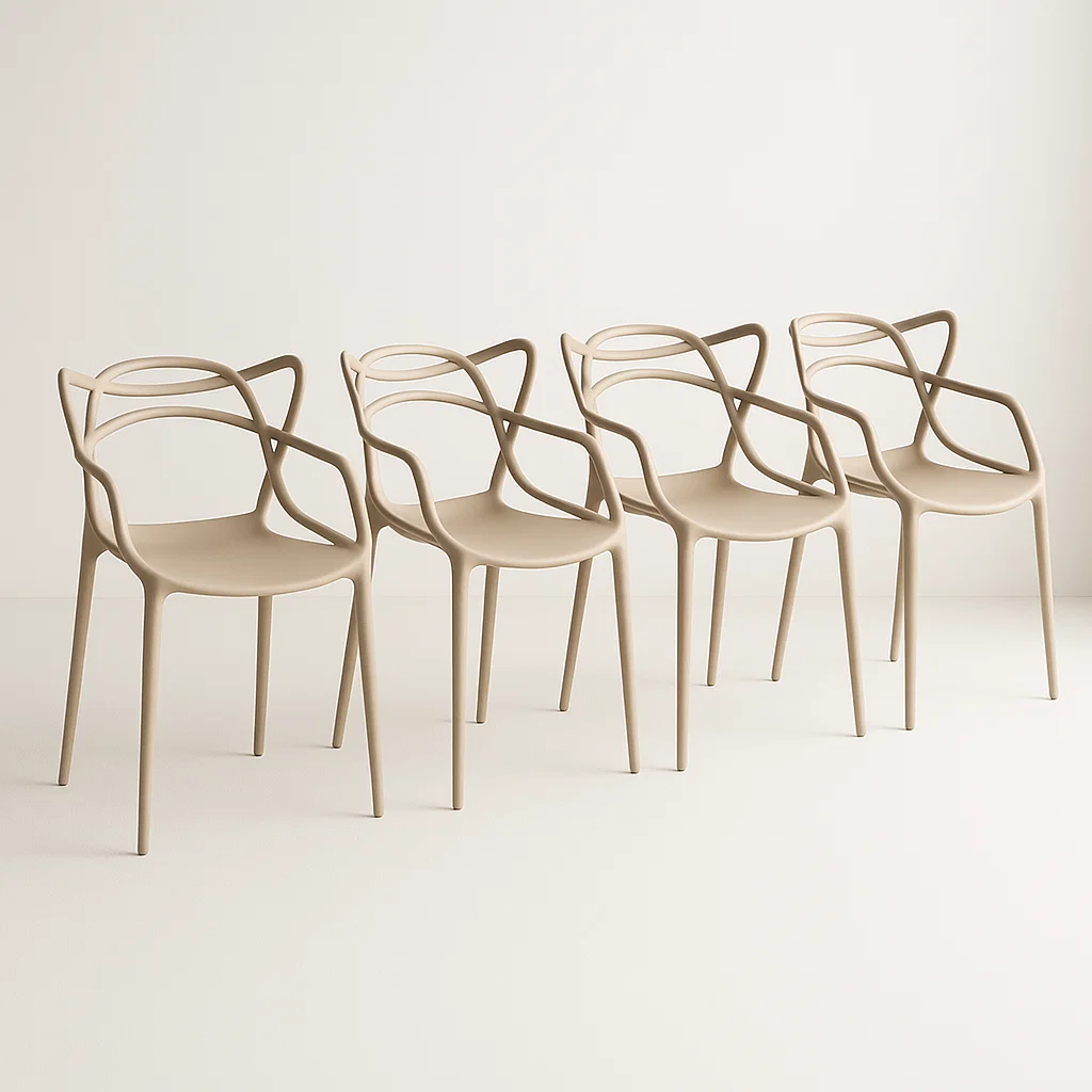 PACK DE 4 SILLAS DE TERRAZA O COMEDOR MASTER - BEIGE - 1