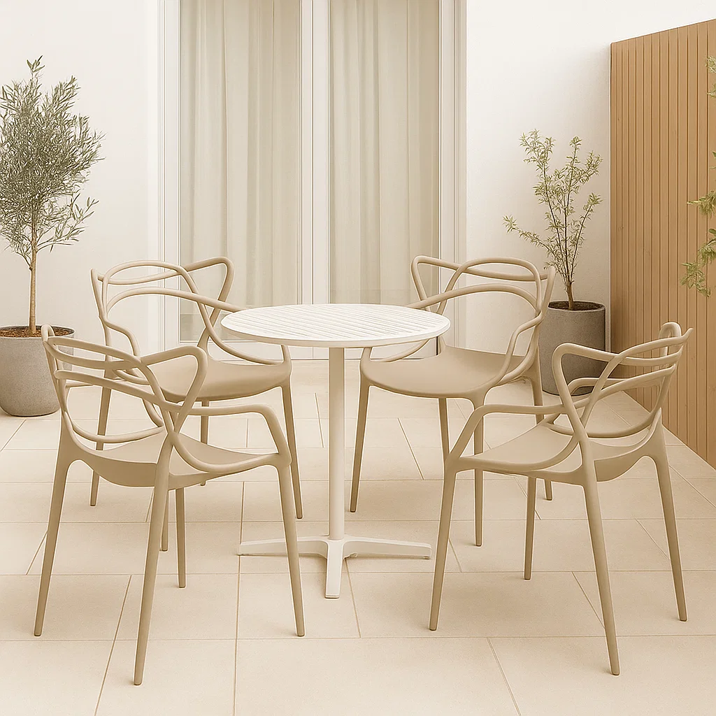 PACK DE 4 SILLAS DE TERRAZA O COMEDOR MASTER - BEIGE - 2