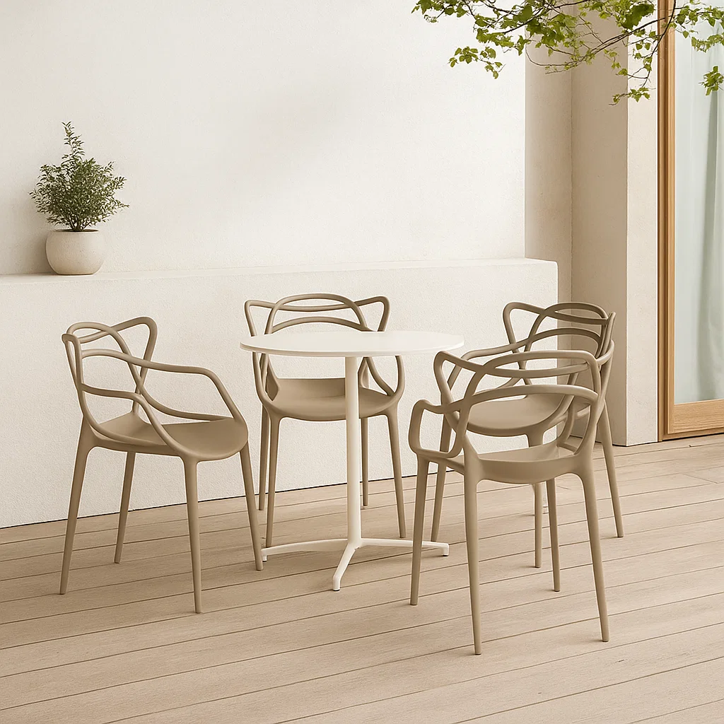 PACK DE 4 SILLAS DE TERRAZA O COMEDOR MASTER - BEIGE - 3