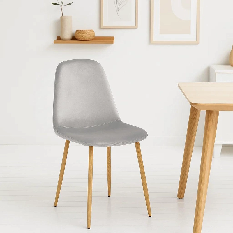 SILLA KLIK MUEBLES SPOON 1 CUERPO TERCIOPELO GRIS VELVET - 2