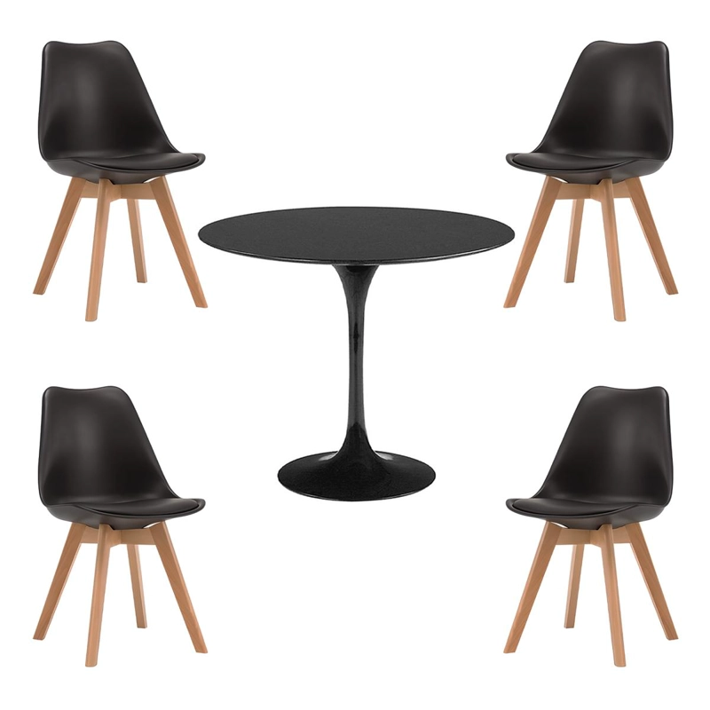 JUEGO COMEDOR KLIK MUEBLES TULIP 80CM 4 SILLAS NEGRO - 1
