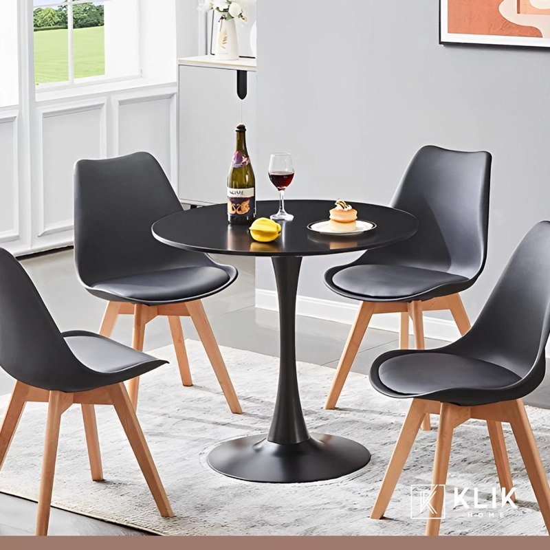 JUEGO COMEDOR KLIK MUEBLES TULIP 80CM 4 SILLAS NEGRO - 2