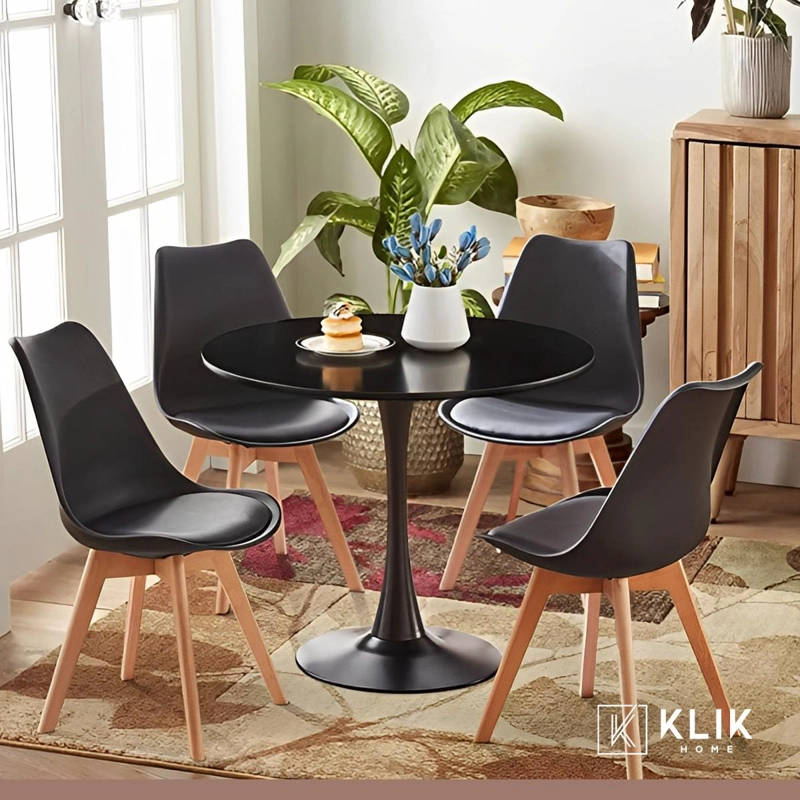 JUEGO COMEDOR KLIK MUEBLES TULIP 80CM 4 SILLAS NEGRO - 8