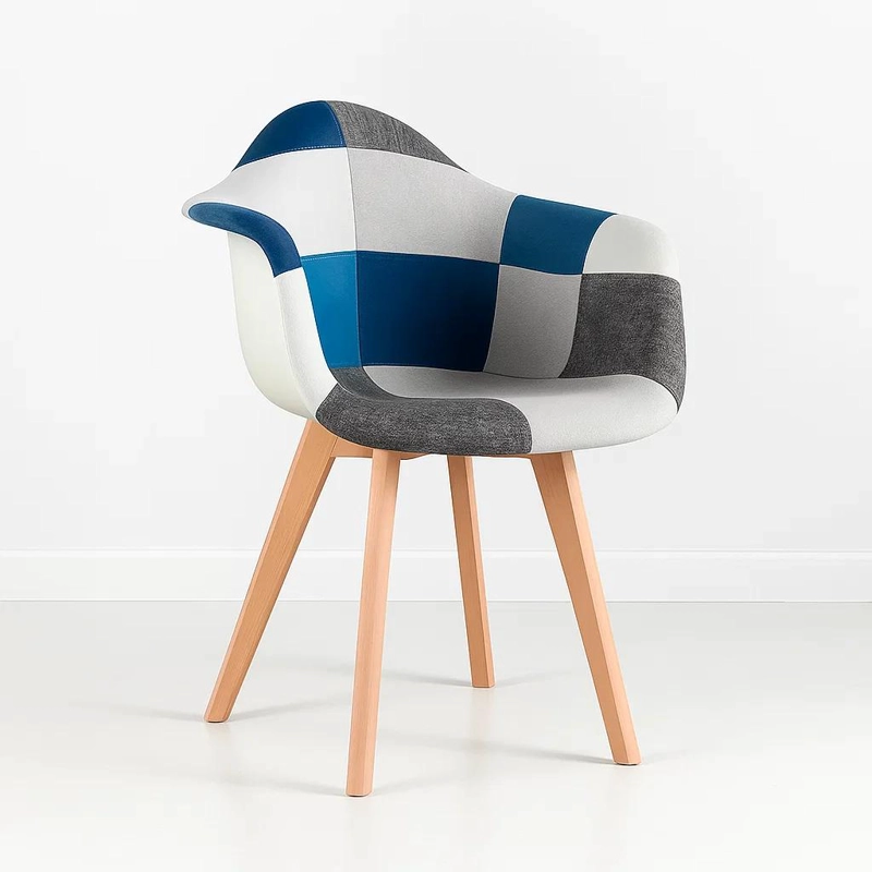 BUTACA KLIK MUEBLES PATCHWORK ACOLCHADO WOOD 1 CUERPO CELESTE SITIAL - 1