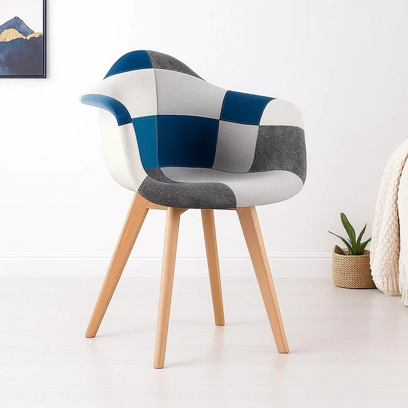 BUTACA KLIK MUEBLES PATCHWORK ACOLCHADO WOOD 1 CUERPO CELESTE SITIAL - 2