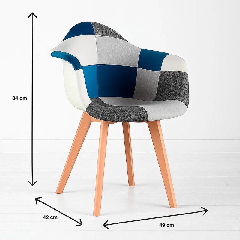BUTACA KLIK MUEBLES PATCHWORK ACOLCHADO WOOD 1 CUERPO CELESTE SITIAL - 4