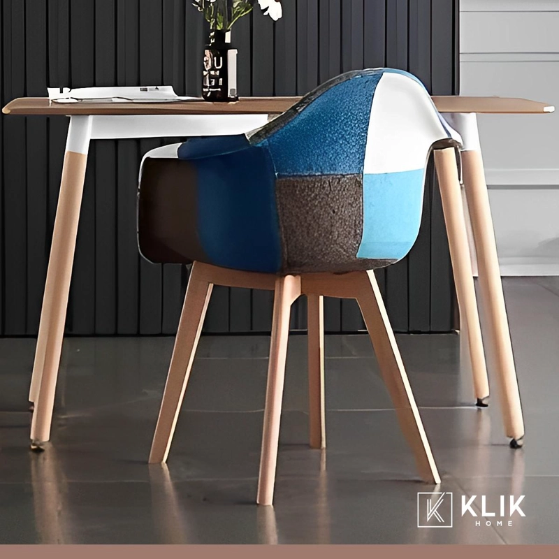 BUTACA KLIK MUEBLES PATCHWORK ACOLCHADO WOOD 1 CUERPO CELESTE SITIAL - 8