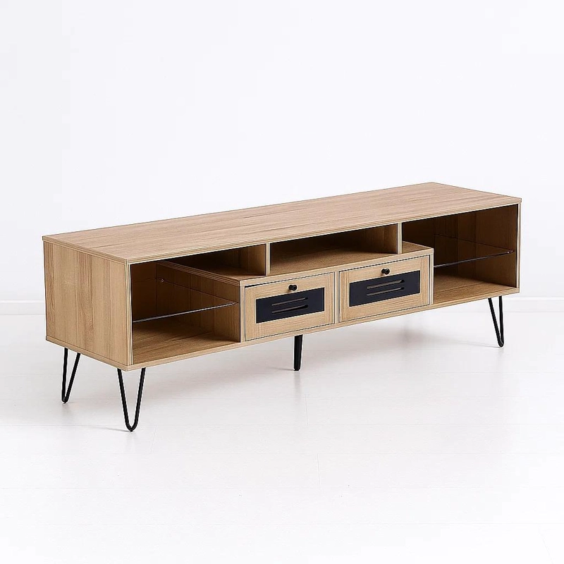 RACK TV KLIK MUEBLES PARIS MDF CAFE CLARO O BUFFET CON CAJONES - 1