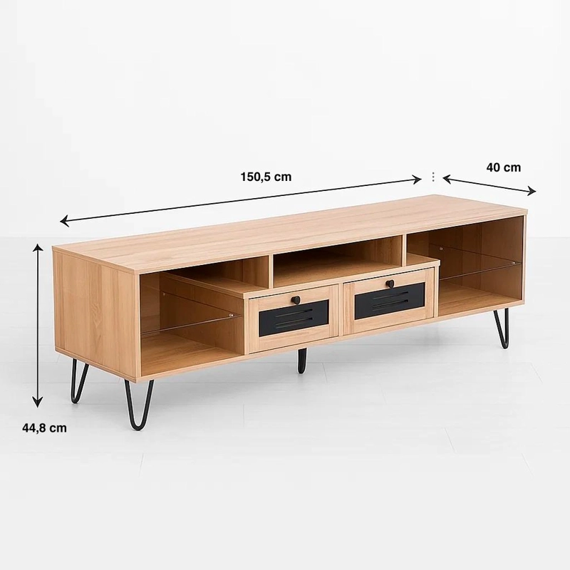RACK TV KLIK MUEBLES PARIS MDF CAFE CLARO O BUFFET CON CAJONES - 4