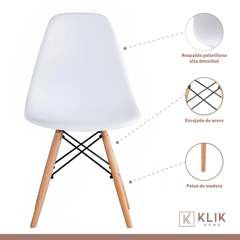 COMEDOR MESA EAMES REDONDA BLANCA 100CM + 4 SILLAS EAMES BLANCAS - 4