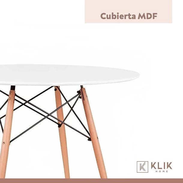 COMEDOR MESA EAMES REDONDA BLANCA 100CM + 4 SILLAS EAMES BLANCAS - 7