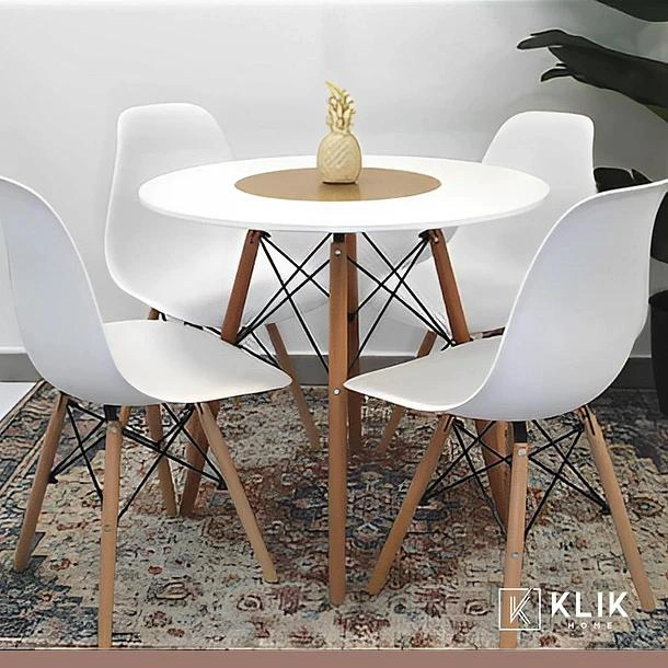 COMEDOR MESA EAMES REDONDA BLANCA 100CM + 4 SILLAS EAMES BLANCAS - 8