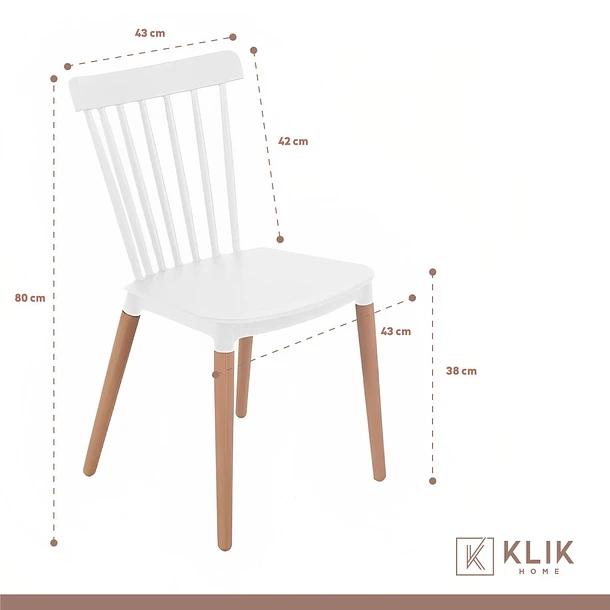 COMEDOR MESA REDONDA BLANCA 80CM + 4 SILLAS PATCHWORK WOOD C - 5