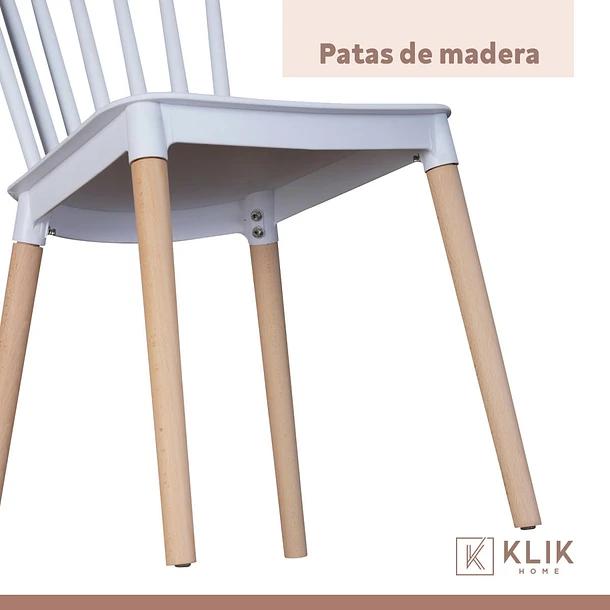 COMEDOR MESA REDONDA BLANCA 80CM + 4 SILLAS PATCHWORK WOOD C - 7