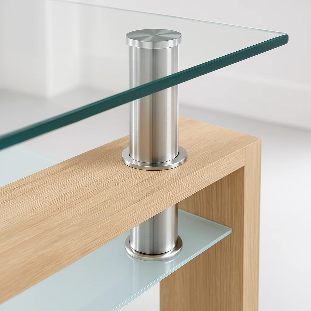 MESA CENTRO KLIK MUEBLES RECTANGULAR LIVING VIDRIO Y MADERA - 6