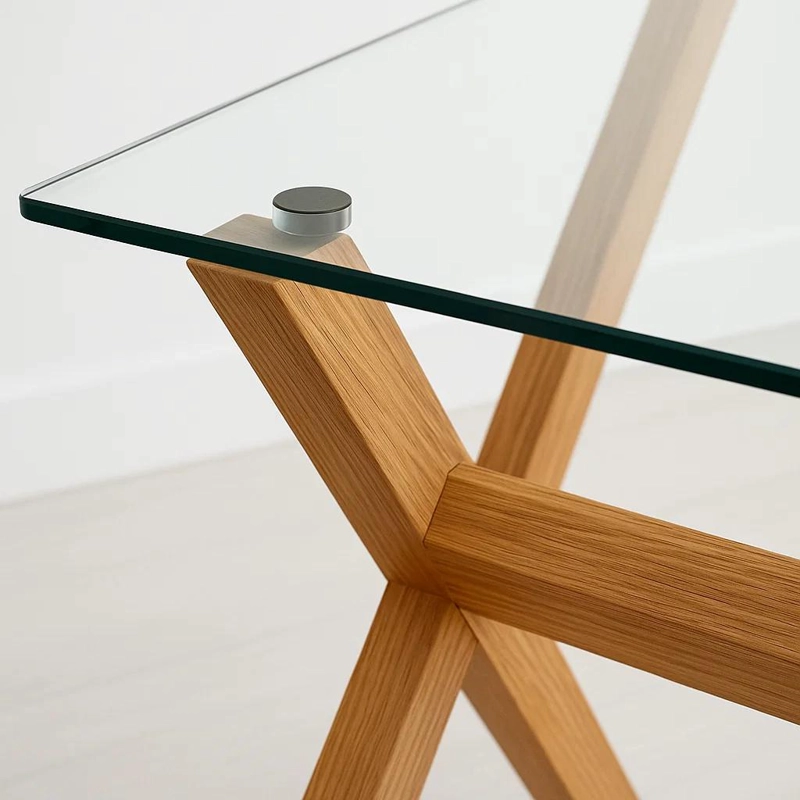 MESA COMEDOR KLIK MUEBLES NORDIC CROSS RECTANGULAR VIDRIO 140X90CM METAL - 6